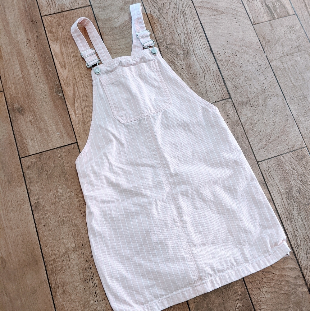 Topshop Moto Pink Pinstripe Overalls Dress | Size6